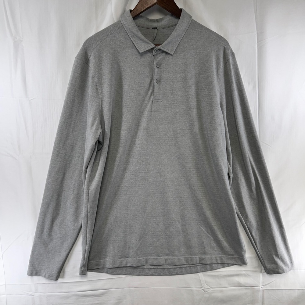Lululemon Polo Shirt Mens XL Gray Long Sleeve Evolution Athletic